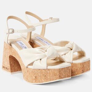 Jimmy Choo Heloise 95 leather platform sandals, Size 37, New in Box